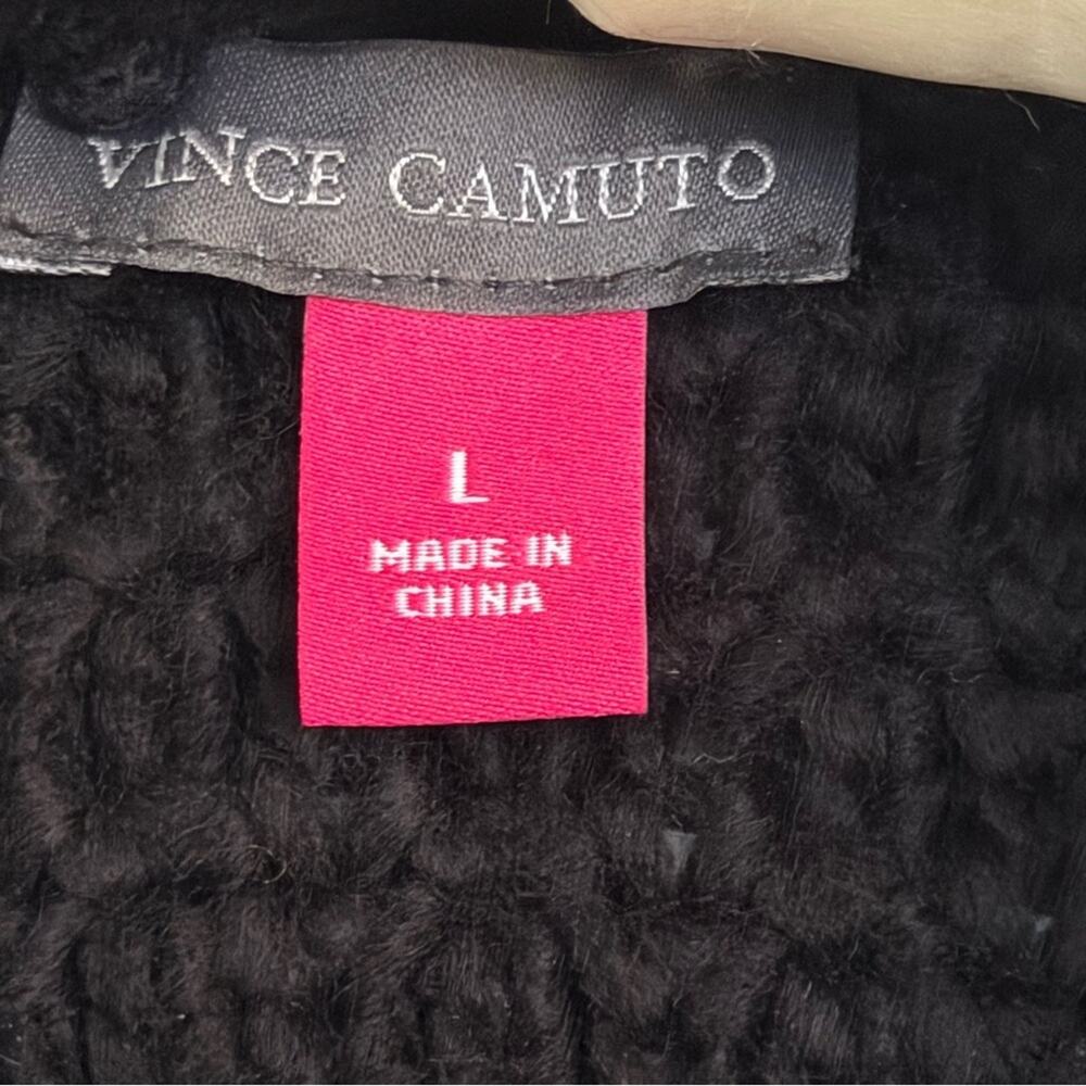 Vince Camuto Chunky Knit Open Front Cardigan Sweater Black Pockets NWT Size L - Picture 5 of 8
